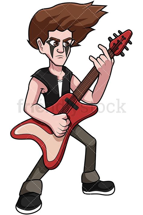 Heavy Metal Guitar Player Cartoon Vector Clipart Friendlystock