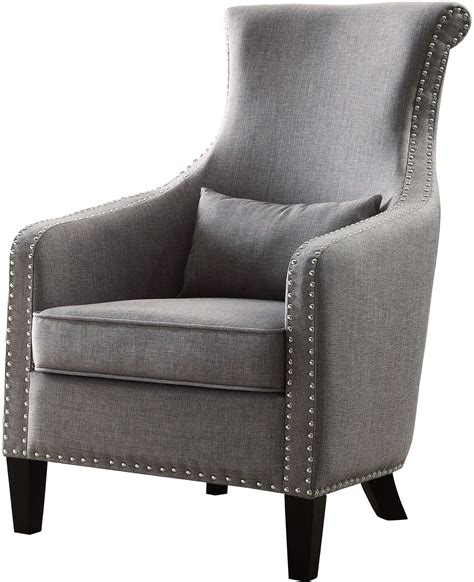 For a strong yet understated look, consider a gray chair for your living room. Arles Grey Accent Chair from Homelegance | Coleman Furniture