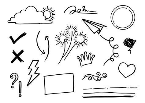 Doodle Vector Set Illustration With Hand Draw Line Art Style Vector