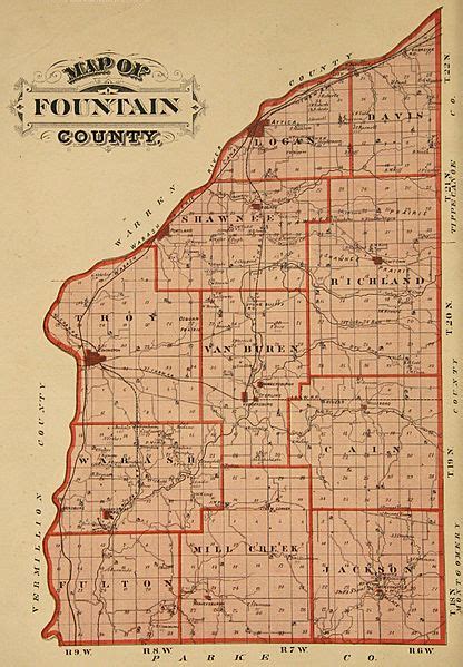Image Fountain County Indiana Map From 1876 Atlas