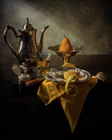 Still Life With Silverware Watch Oysters And Berkemeyer Photograph By