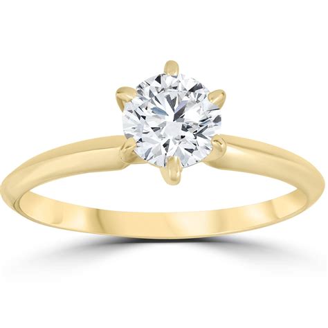 14k Yellow Gold 34ct Round Solitaire Diamond Engagement Ring Jewelry