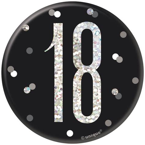 Black And Silver Holographic 18th Birthday Jumbo Badge Buy Online