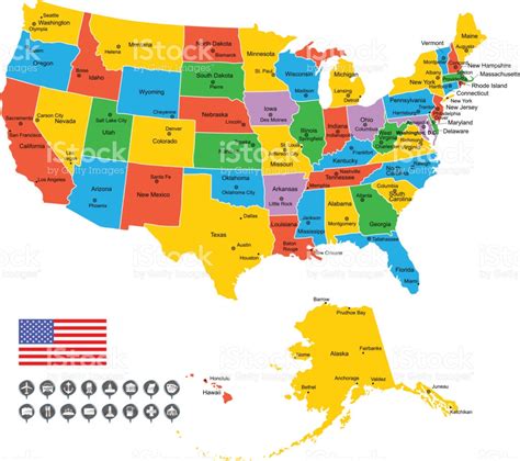 Mapa De Estados Unidos Con Los Estados Y Sus Capitales Vector De My