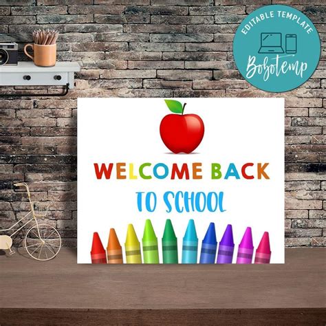 Welcome Back To School Sign Printable Instant Download Sportspartydesign