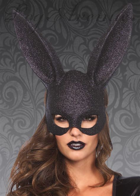 leg avenue black glitter masquerade rabbit mask