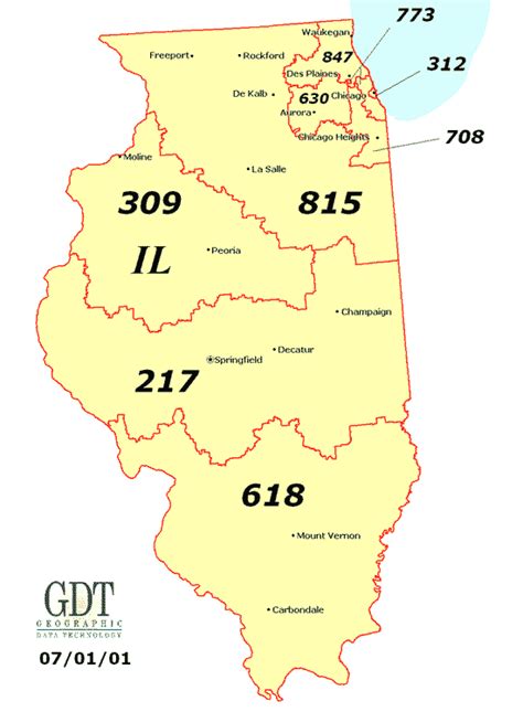 31 Illinois Area Codes Map Maps Database Source