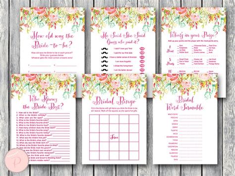 Pink Garden Bridal Shower Game Pack Printabell Express