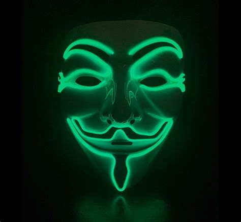 Anonymous Led Green Mask Light Up Scary Bonfire Night Etsy