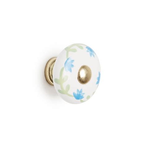 Bandq Green And White Round Bedroom Knob Cabinet Handle W30 Mm