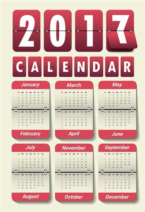 2017 Modern Calendar Template Vectorillustration Stock Vector