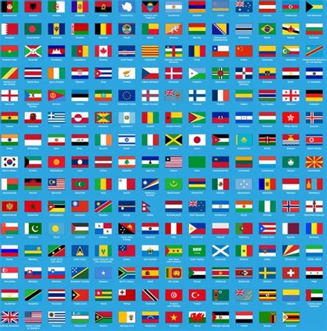 Set Of World Flags Isolated On White Vector Illustration Images