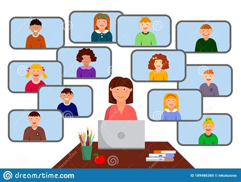 Internet Classteacher And Children Online Distance Learning Stock