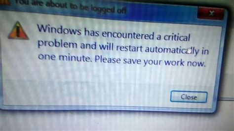 Windows Has Encountered Critical Problem And Will Restart Automatically