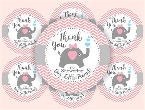 They're cheap and can be filled with diy homemade treats. Elephant Baby Shower Favor Thank You Tags for Girls ...