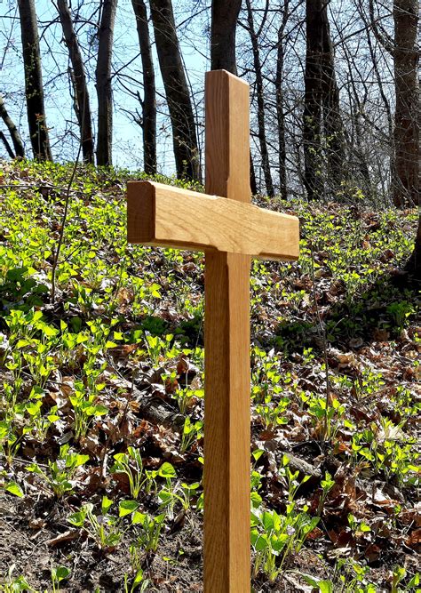 Large 36 Solid Oak Wood Memorial Cross Wooden Etsy