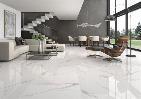 40 Stunning And Clean White Marble Floor Living Room Design 2