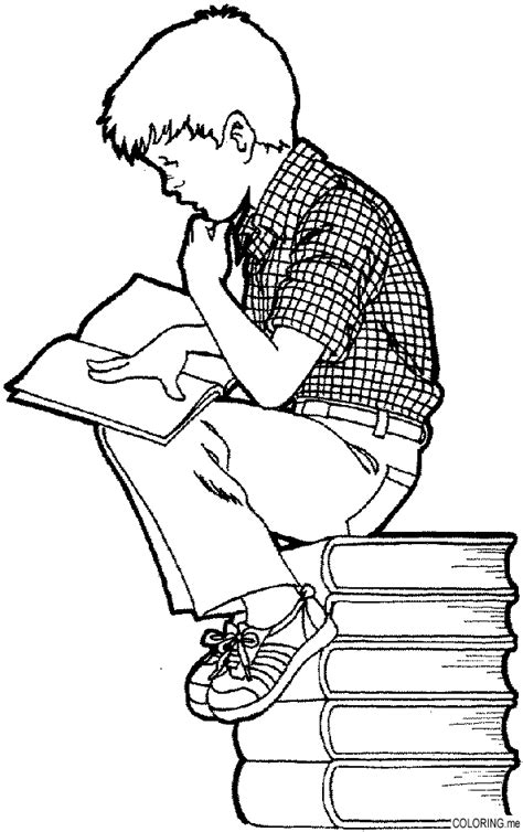 Boy Reading Coloring Page Coloring Pages