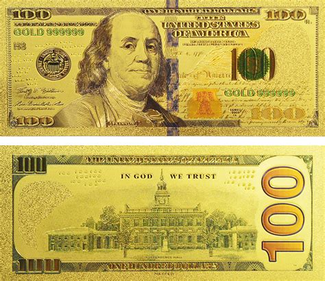 New Edition Of American 100 Dollar Bill Metal Gold Foil Banknote Fake