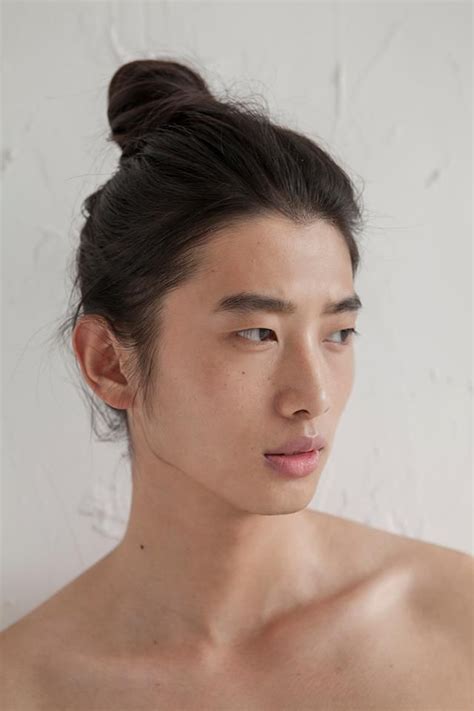 Chinese Male Model Wang Hao Guys Long Hair Bun Portrait Male