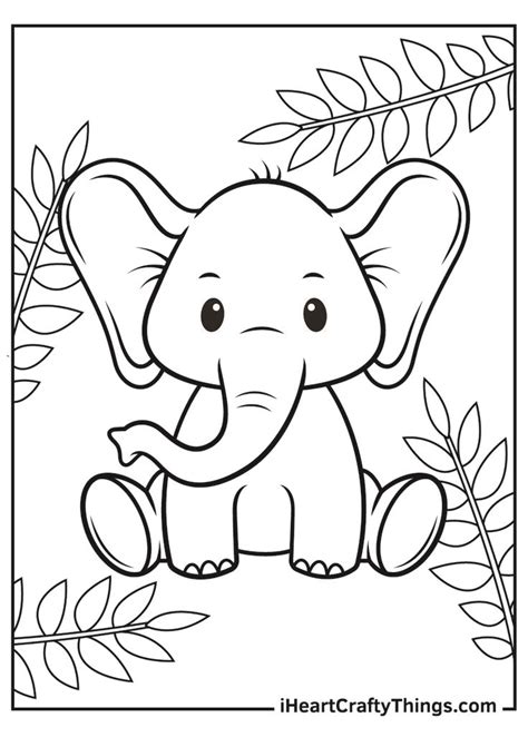 Baby Animals Coloring Pages Elephant Coloring Page Cute Coloring