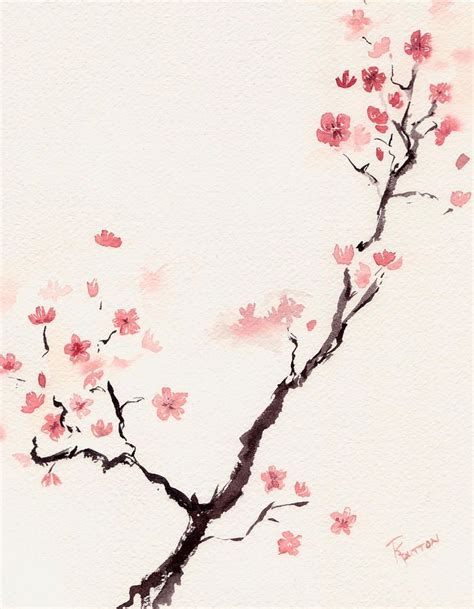 Cherry Blossom Painting Cherry Blossom Watercolor Blossoms Art