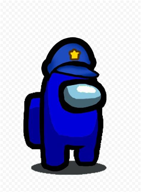 Hd Dark Blue Among Us Crewmate Character With Police Hat Png Citypng