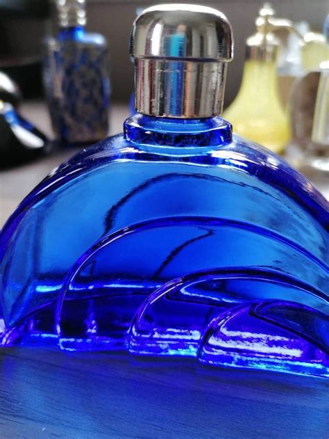 Super Cobalt Blue Vintage Perfume Bottle With Silver Lid Etsy