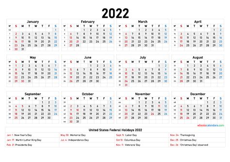 2022 Printable Yearly Calendar With Week Numbers 12 Templates