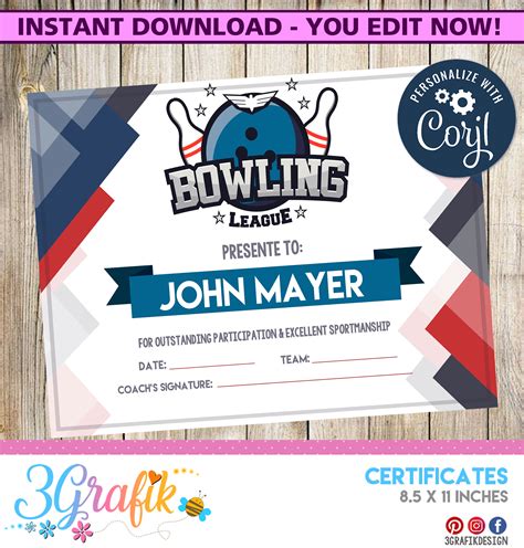 Bowling Certificate Template