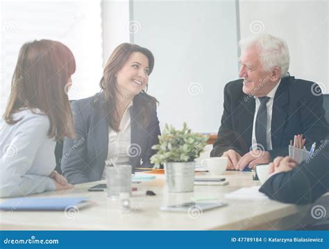 Pleasant Atmosphere During Business Conference Stock Photo Image Of