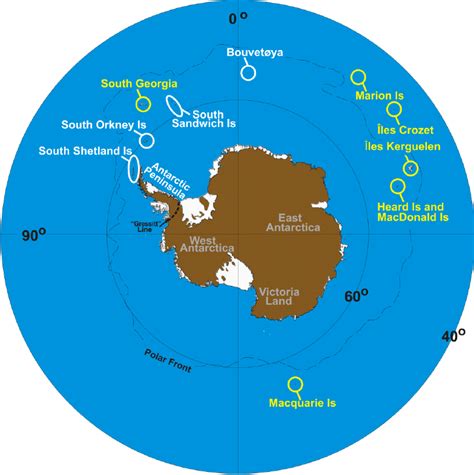 Map Showing The Different Antarctic Zones And Locations Referred To In