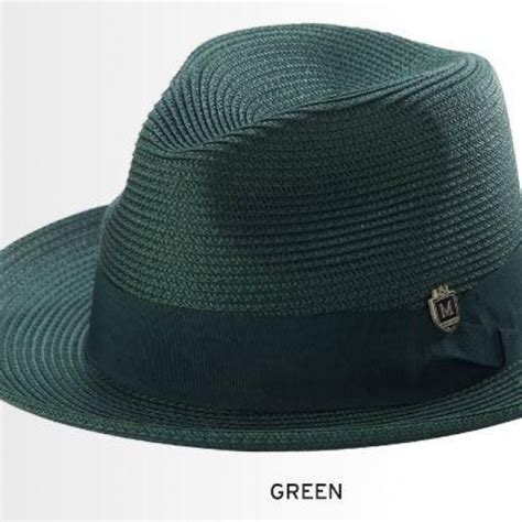 Montique H 42 Mens Straw Fedora Hat Green Abby Fashions