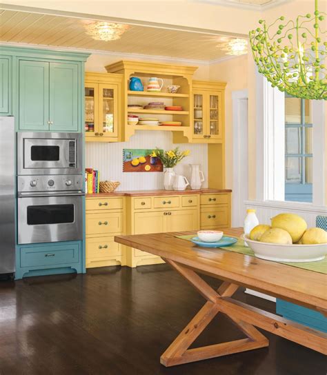 Country Kitchen Teal Green Yellow This Old House Yellow Kitchen