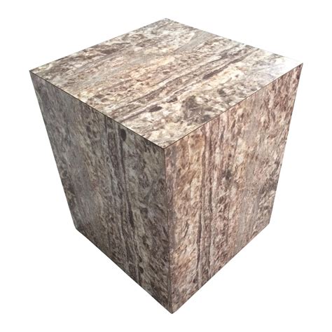 Faux Quartz Marble Cube Side Table Chairish