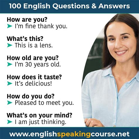100 English Questions And Answers For Speaking English Questions