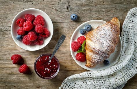 Sweet Croissant And Berries Stock Image Colourbox