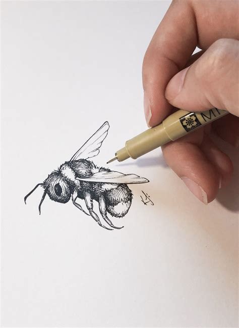 The Sweetest Little Bumble Bee Ink Illustration I Love This Side View
