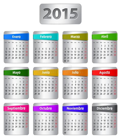 Spanish Calendar 2015 Stock Vector Illustration Of Month 43504300