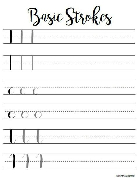 Calligraphy Basic Strokes Worksheet Calligraphy And Art