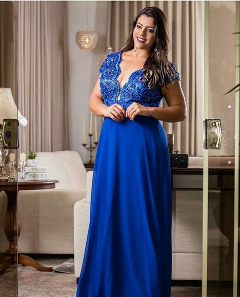 Vestido De Madrinha Azul Royal Plus Size Fd52 Ivango