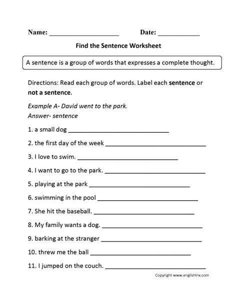Find The Sentence Patterns Worksheets | 99Worksheets