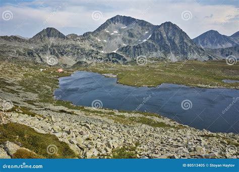 Amazing Panorama Of Tevno Lake And Kamenitsa Peak Pirin Mountain Stock