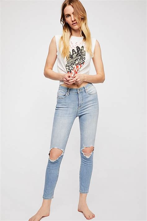 High Rise Busted Skinny Jeans Free People