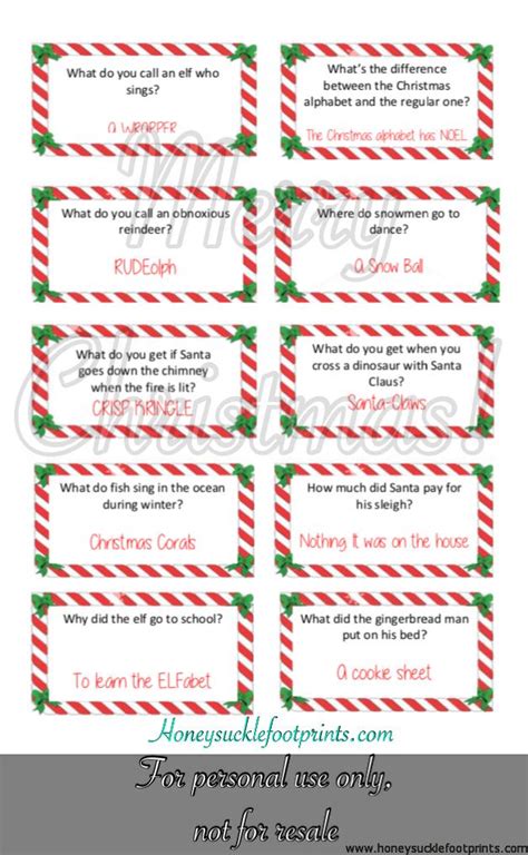 Free Printable Christmas Jokes For Elf On The Shelf Honeysuckle