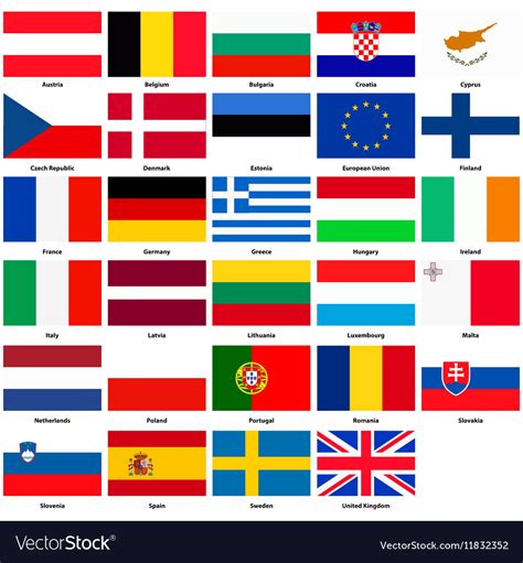 All Flags Of The Countries Of The European Union Vector Image