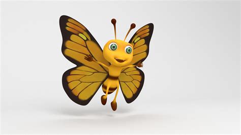 Butterfly Cartoon 3d Model Rigged Cgtrader