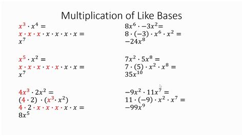Multiplication Of Like Bases Youtube