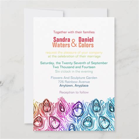 Rainbow Wedding Invitations Online Custom Template Zazzle