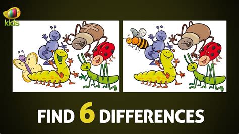Fun Puzzles For Kids Find The Differences Spot The 6 Differences